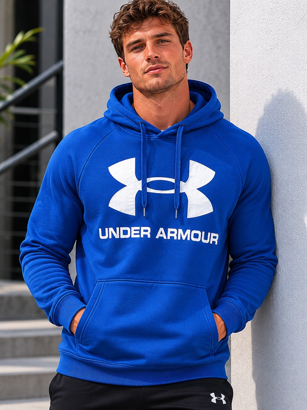 Under Armour Royal Blue Crewneck Hoodie with White Logo